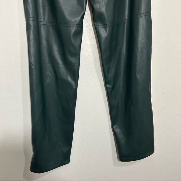 NWT Maniere De Voir Vegan Leather High Waisted Pants Forest Green Size 8 - Picture 10 of 11